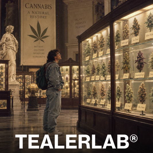 Musée d'histoire naturelle rétro avec collection de variétés de cannabis - 54 strains